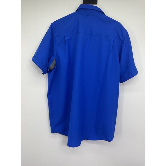 Under Armour Mens HeatGear Loose Fit Blue Short Sleeve Button-Up Shirt Size L - Picture 9 of 9